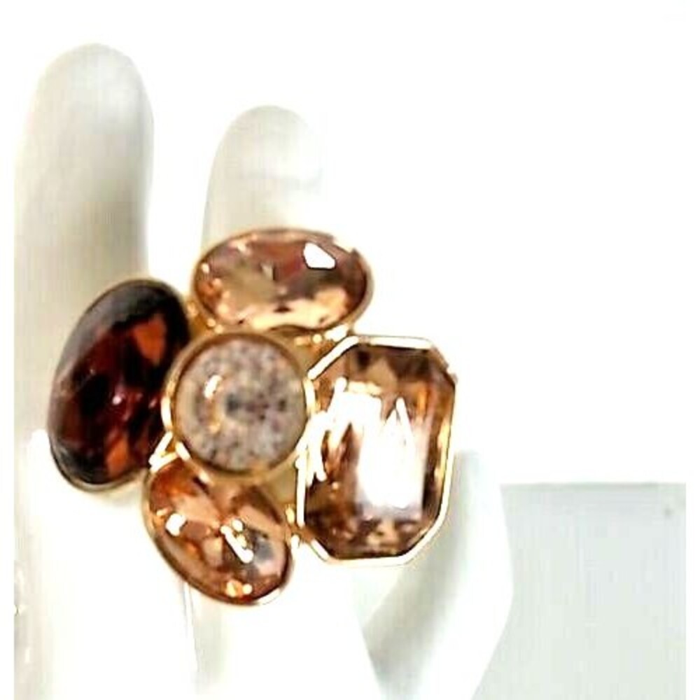 Banana Republic Women's Large Crystal Bronze Flower Cocktail Ring 6 NWT 49